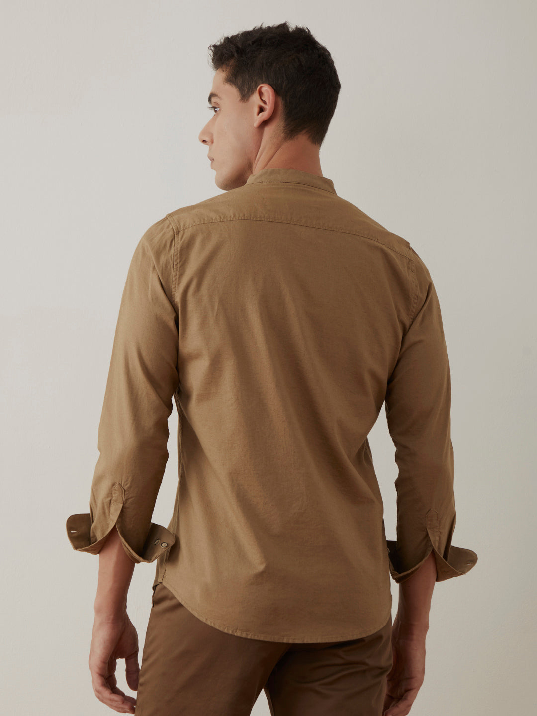 Khaki Plain Chinese Shirt