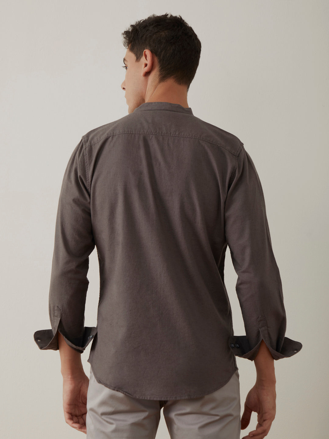 Grey Plain Chinese Shirt