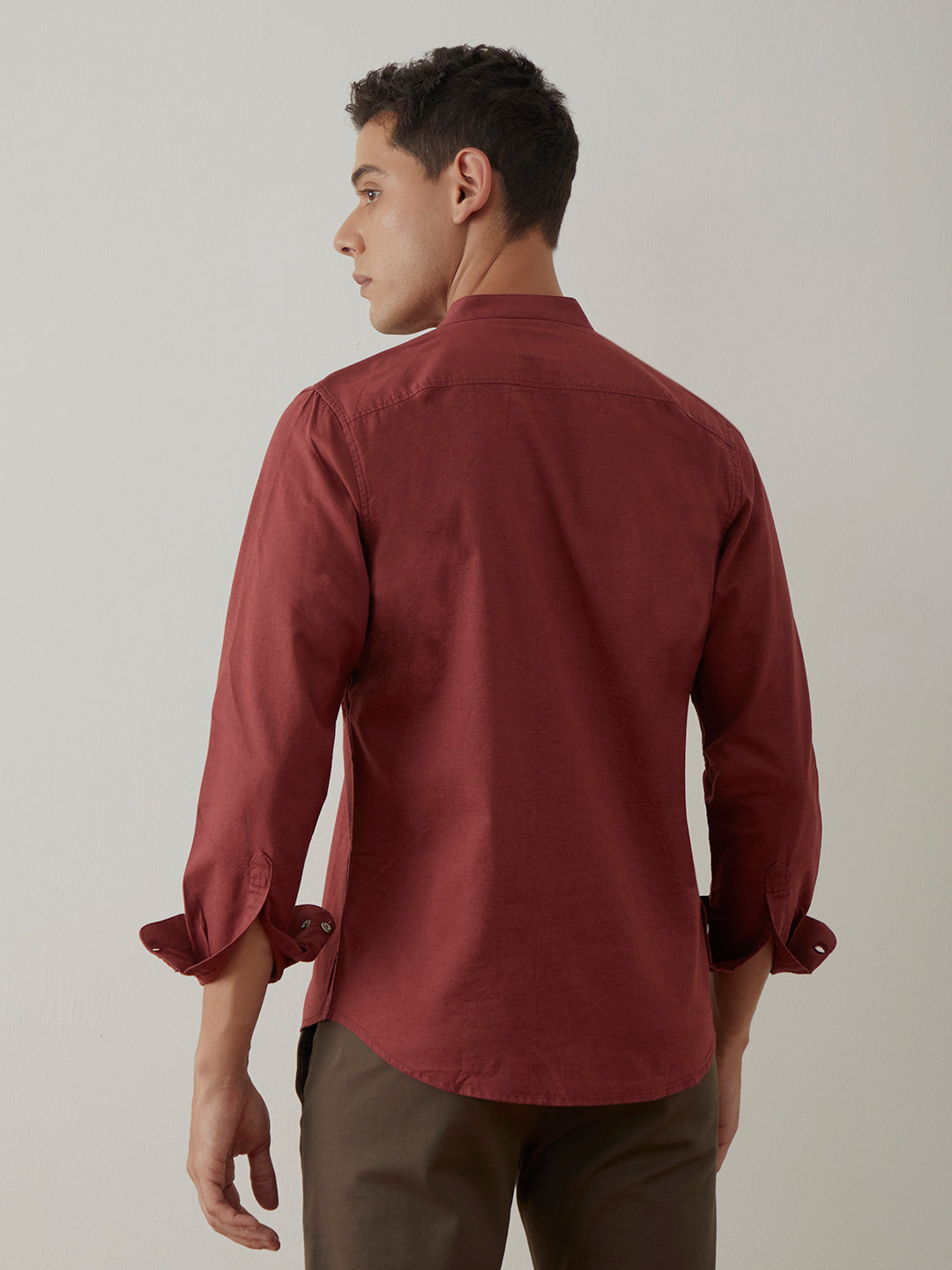 Rust Plain Chinese Shirt