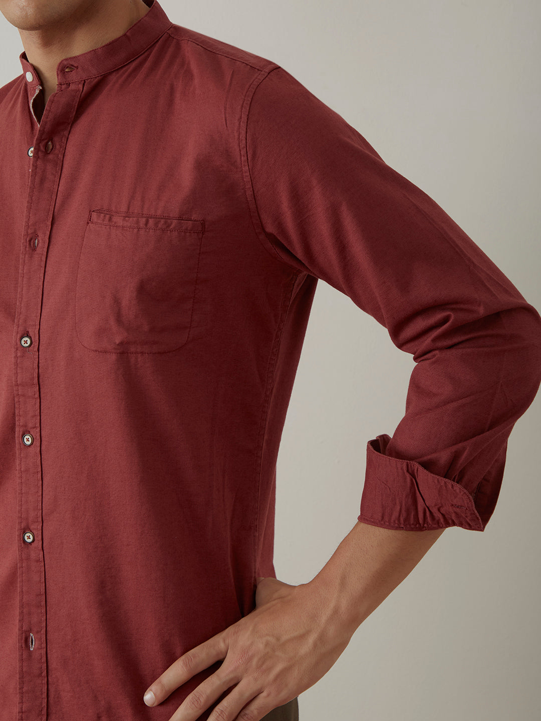 Rust Plain Chinese Shirt