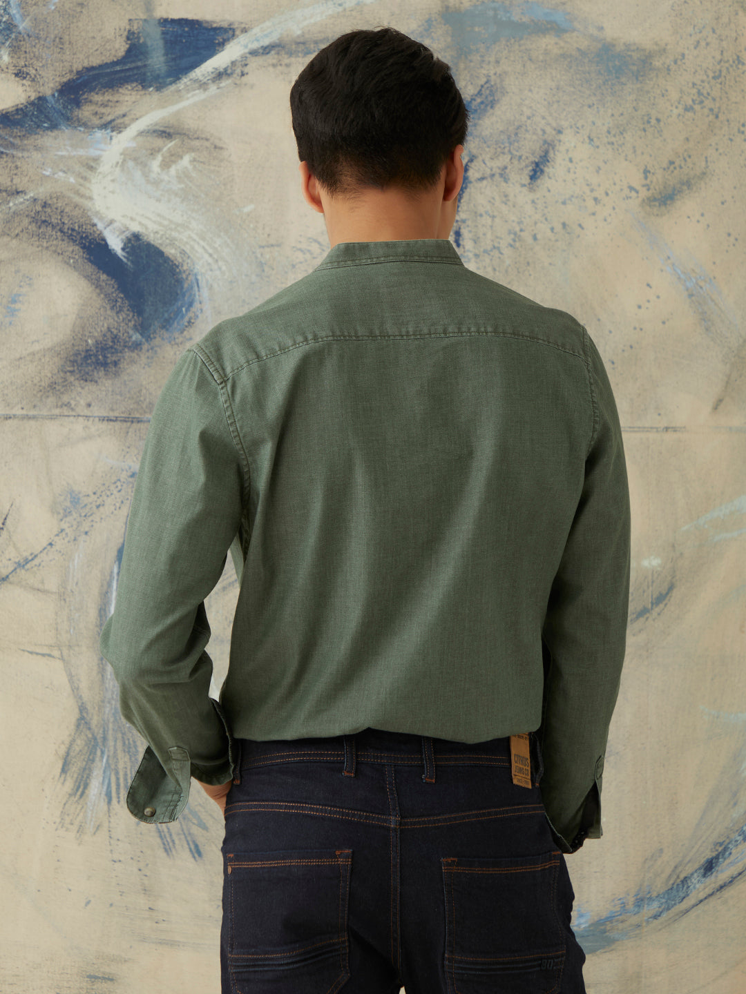 Olive Plain Denim Shirt