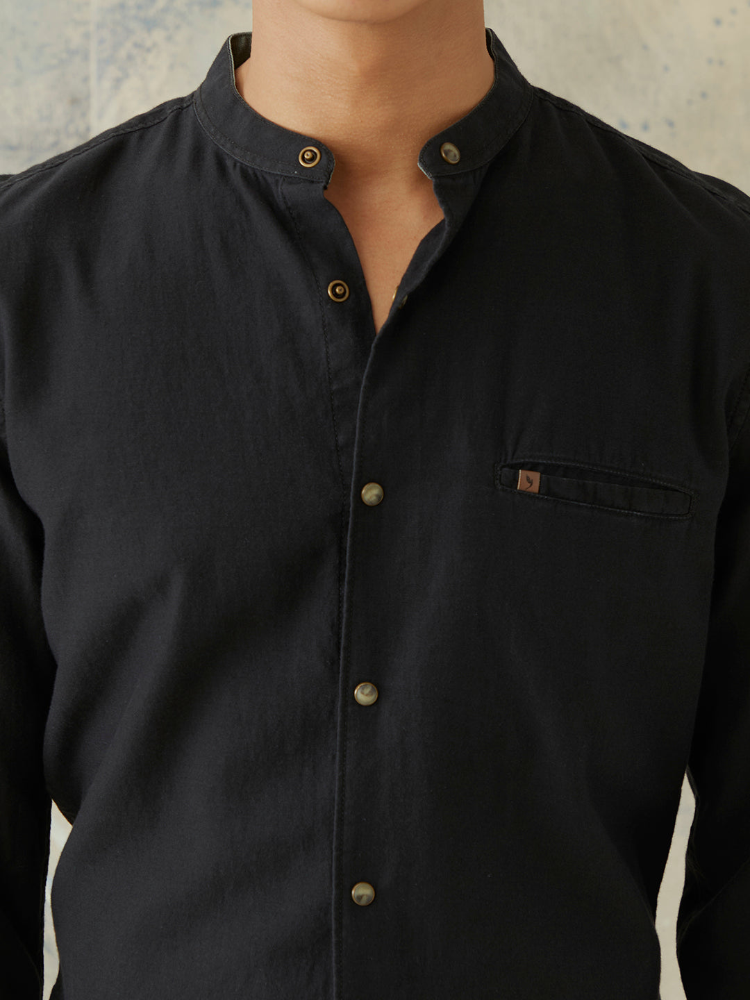 Black Plain Denim Shirt