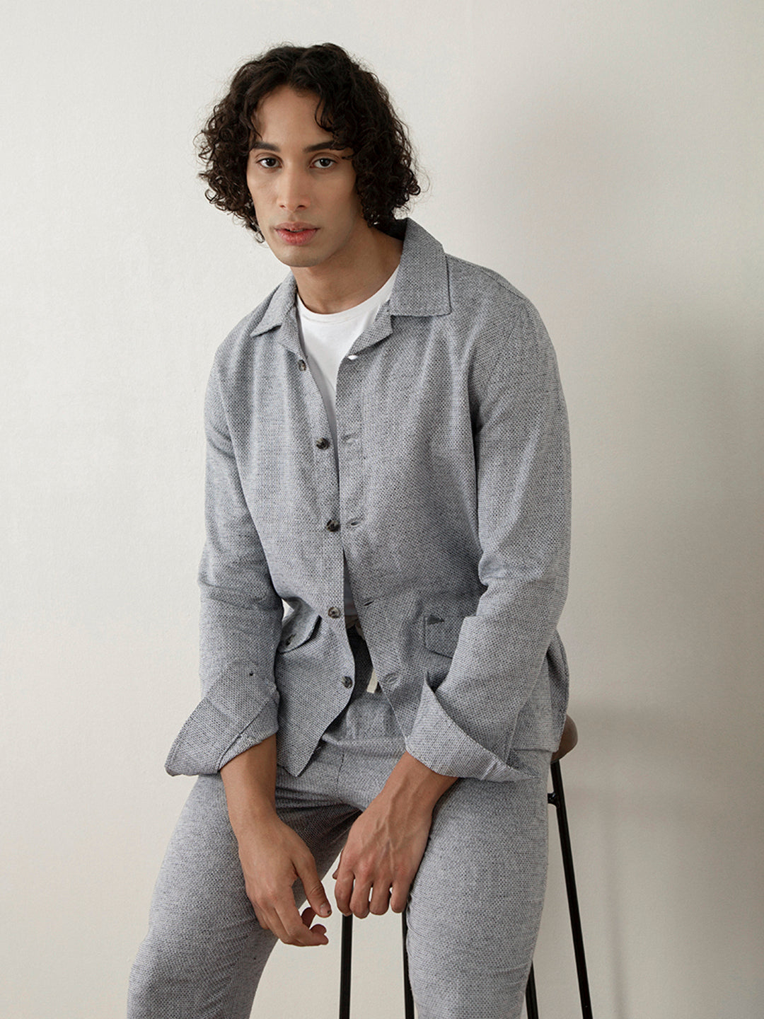 Grey Plain Cotton Jacket