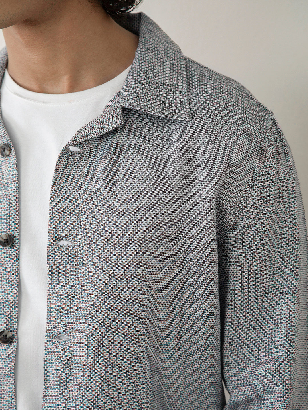 Grey Plain Cotton Jacket