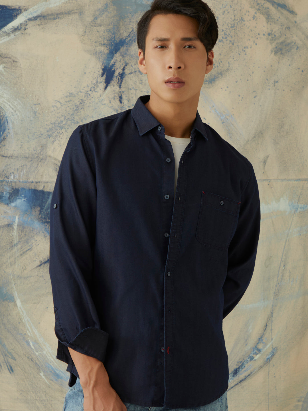 Navy Regular Plain Shirt