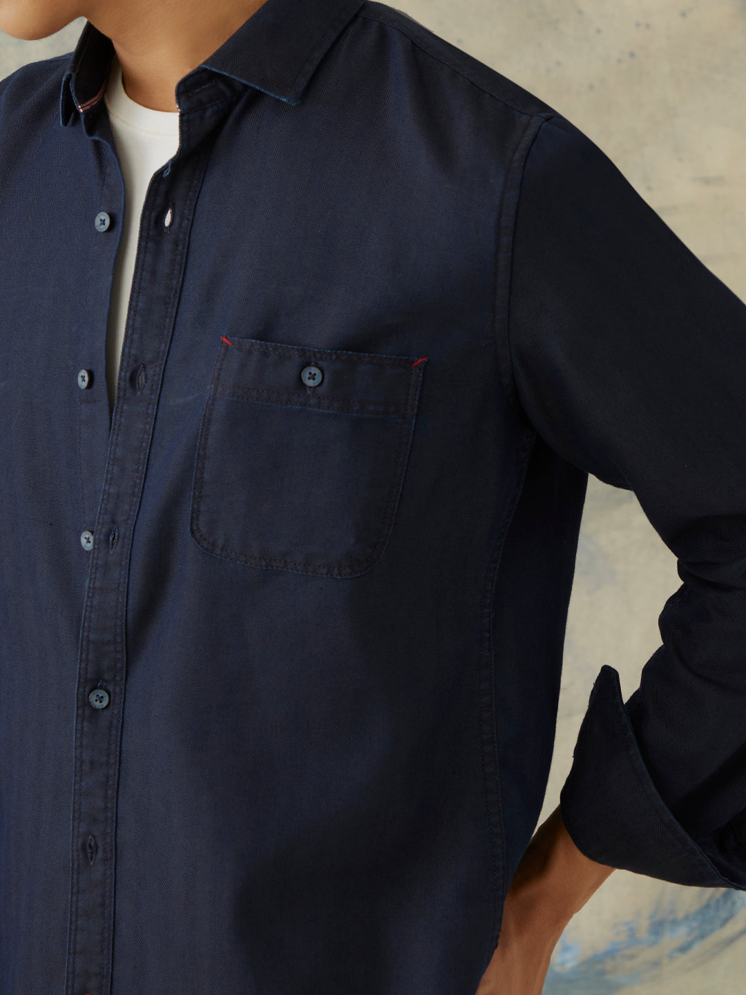 Navy Regular Plain Shirt