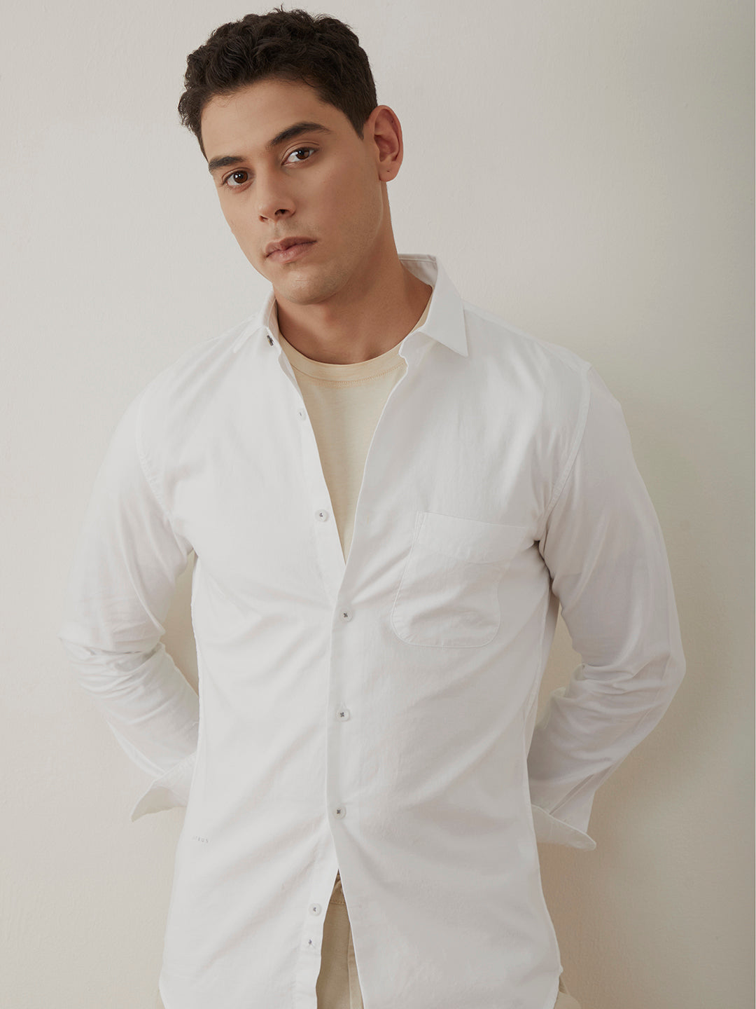 White Slim Fit Cotton Shirt