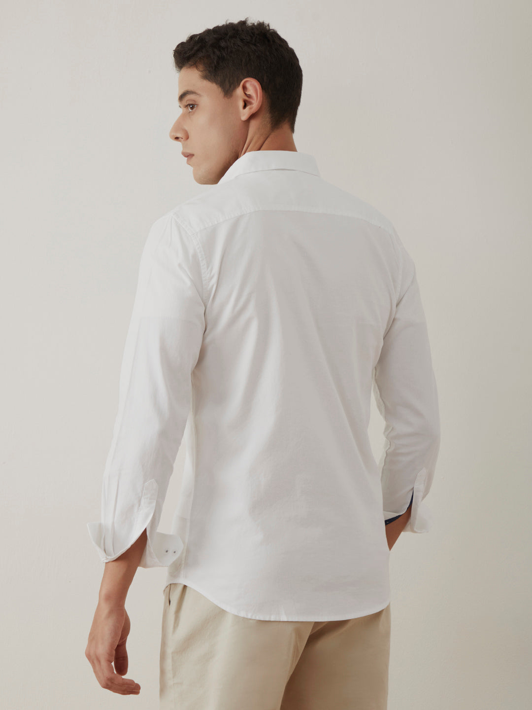 White Slim Fit Cotton Shirt