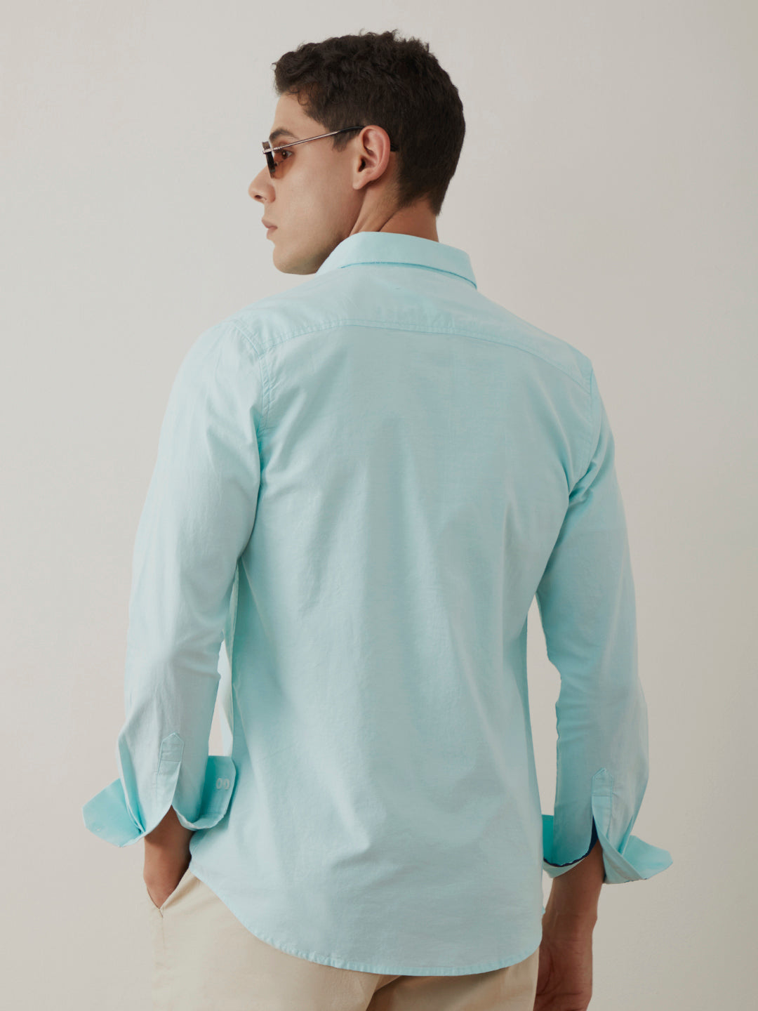 Pastel Green Slim Fit Cotton Shirt