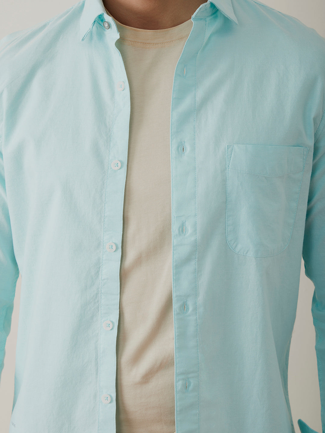 Pastel Green Slim Fit Cotton Shirt