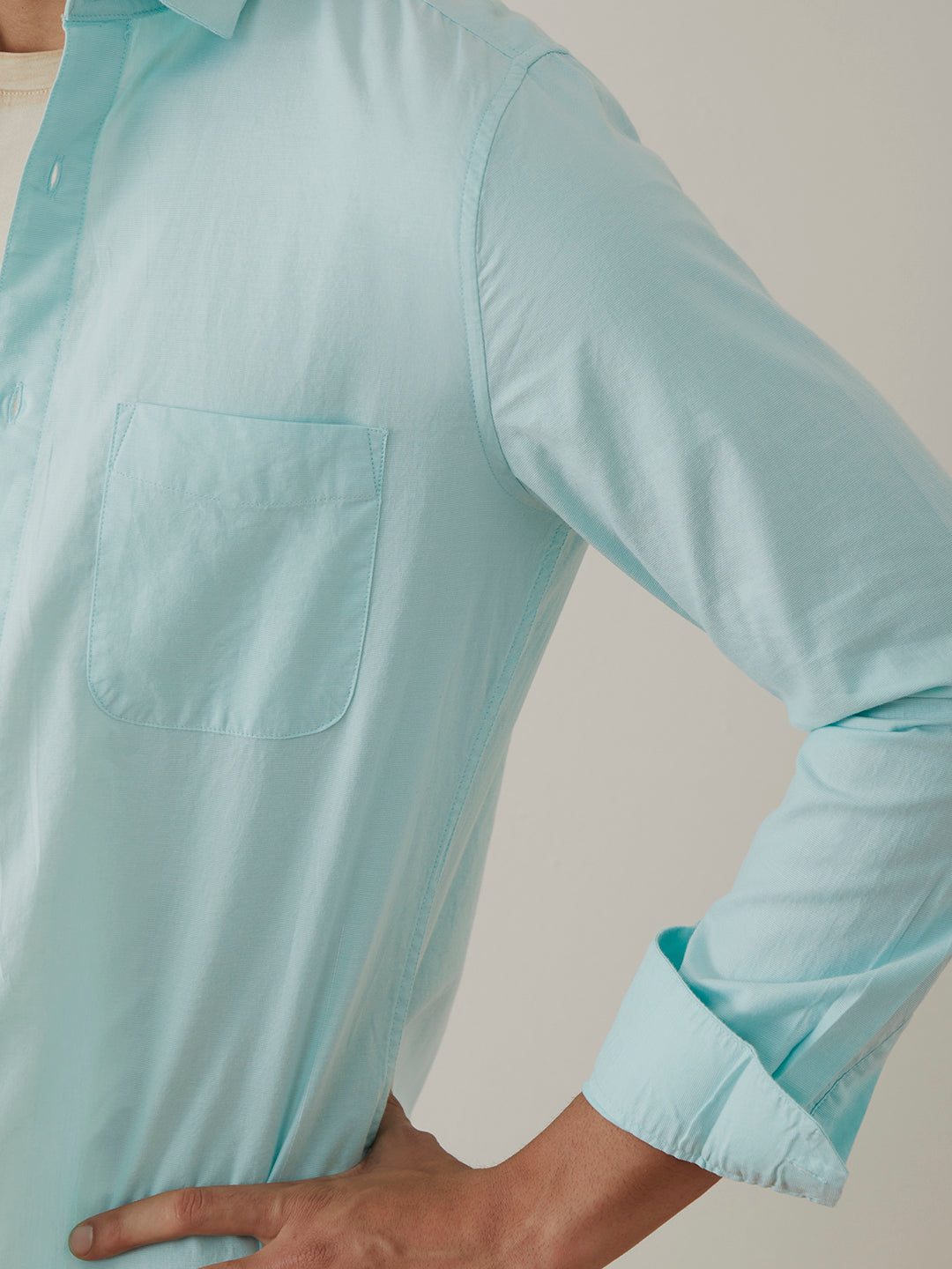 Pastel Green Slim Fit Cotton Shirt