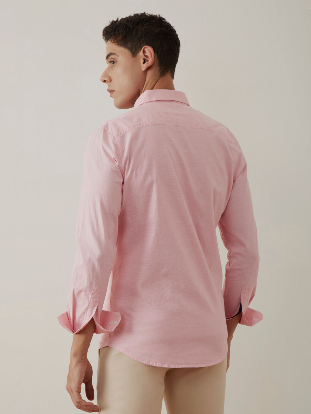 Baby Pink Slim Fit Cotton Shirt