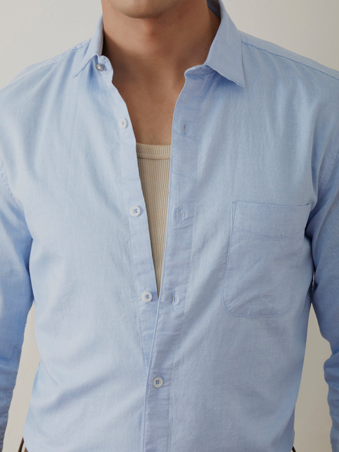 Sky Blue Slim Fit Cotton Shirt