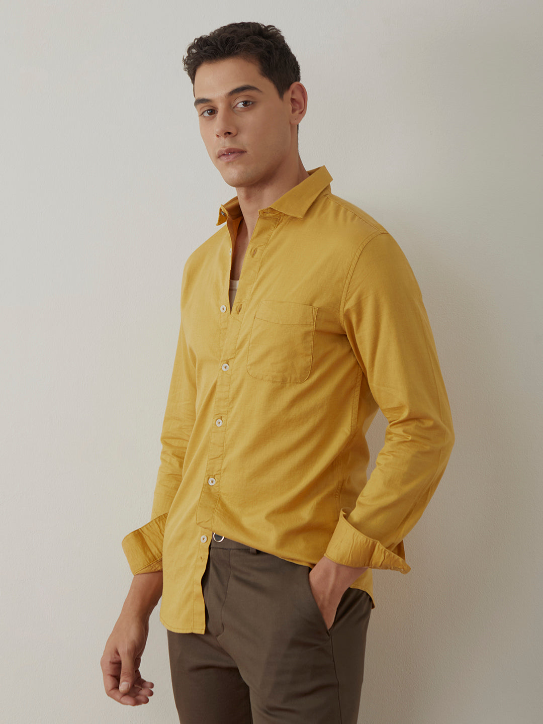 Mustard Slim Fit Cotton Shirt