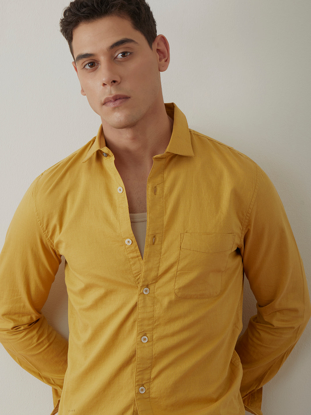 Mustard Slim Fit Cotton Shirt