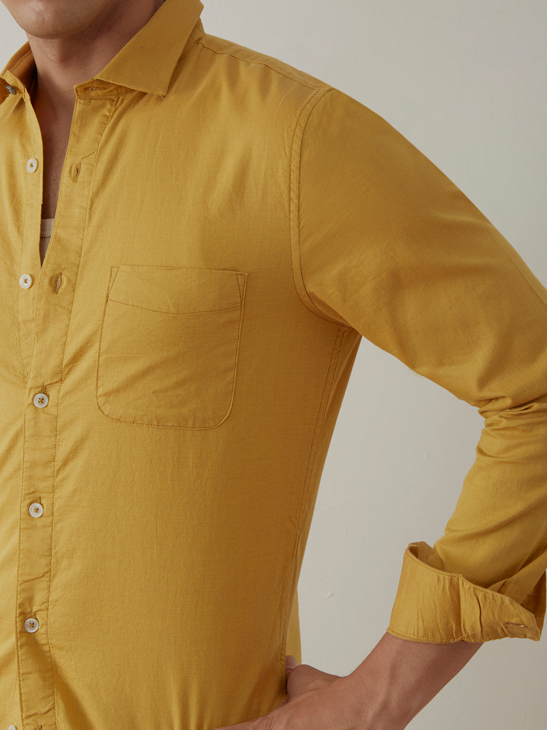 Mustard Slim Fit Cotton Shirt