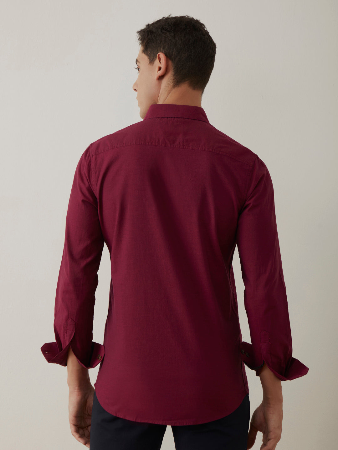 Maroon Slim Fit Cotton Shirt