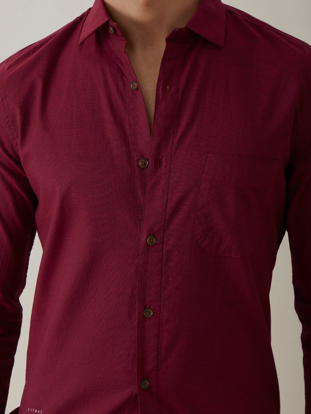 Maroon Slim Fit Cotton Shirt