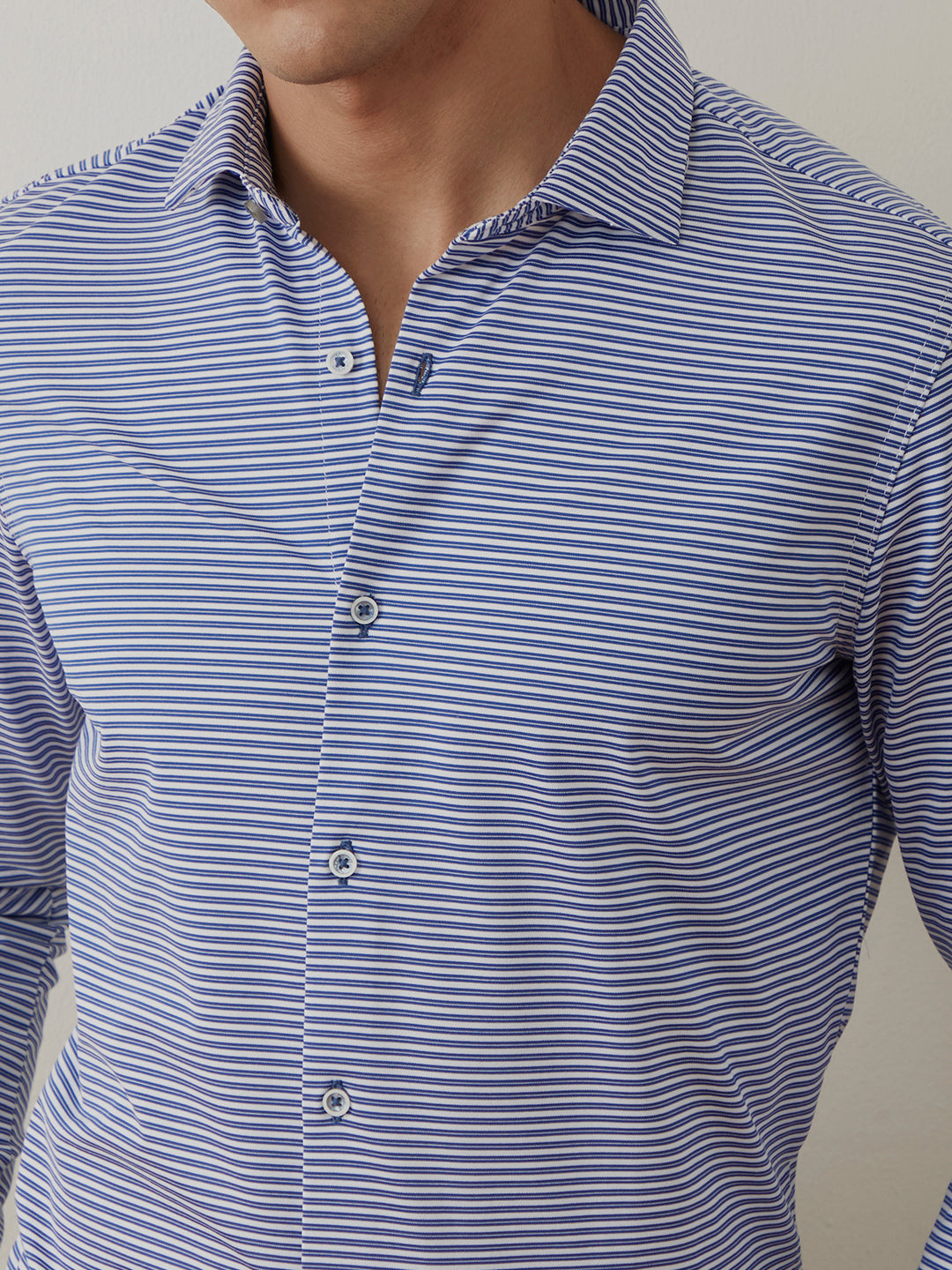 Blue Stripes Knitted Shirt