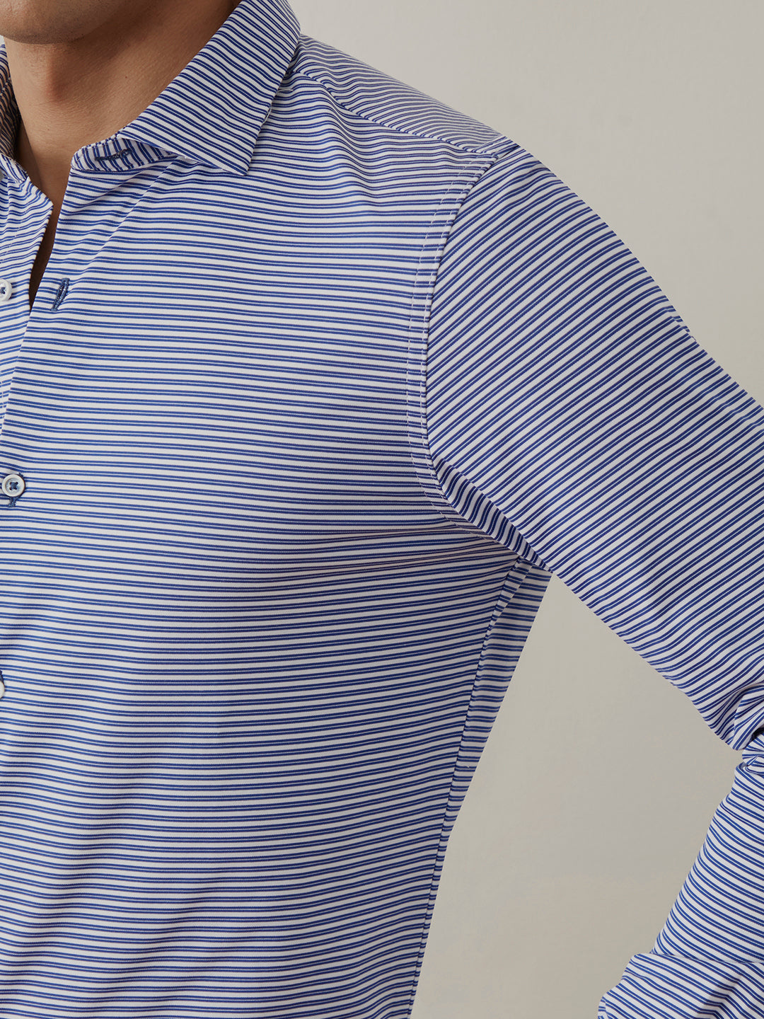 Blue Stripes Knitted Shirt