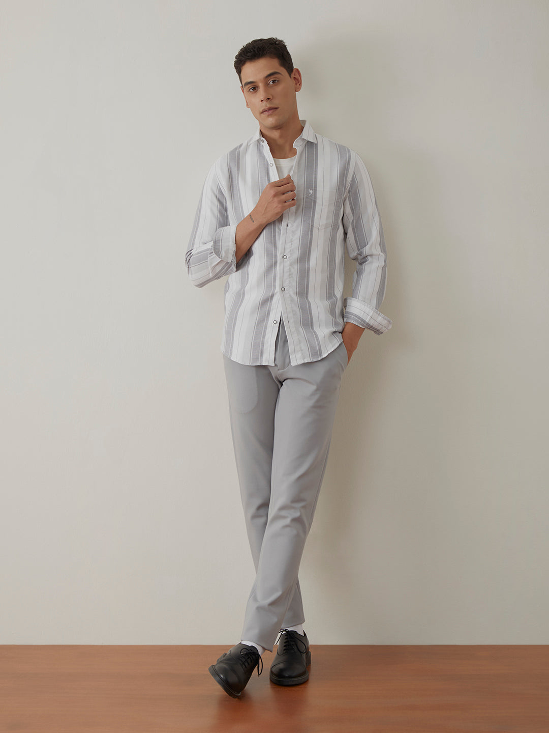 Light Grey Stripes Shirt