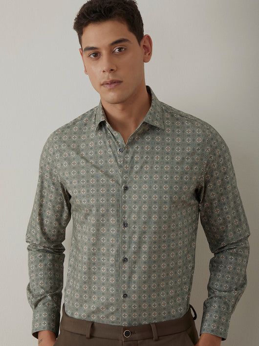 Green Printed Shirt