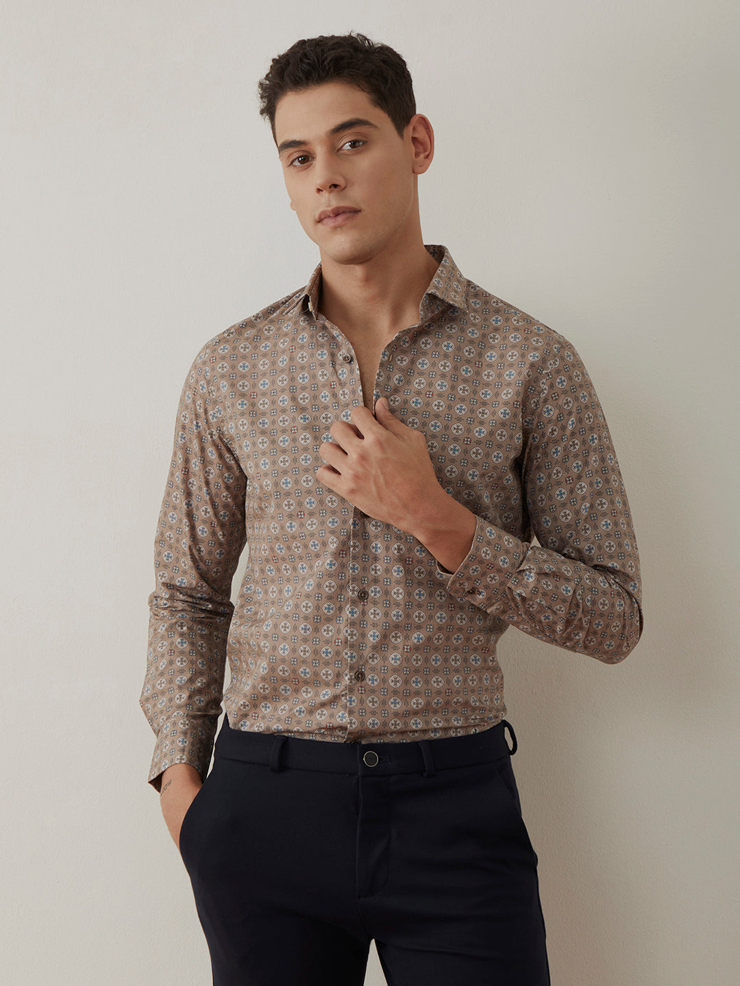 Light Brown Printed Shirt