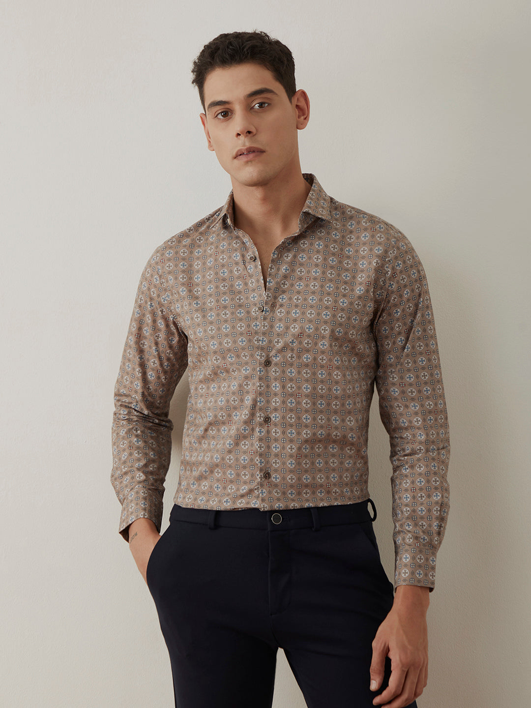 Light Brown Printed Shirt