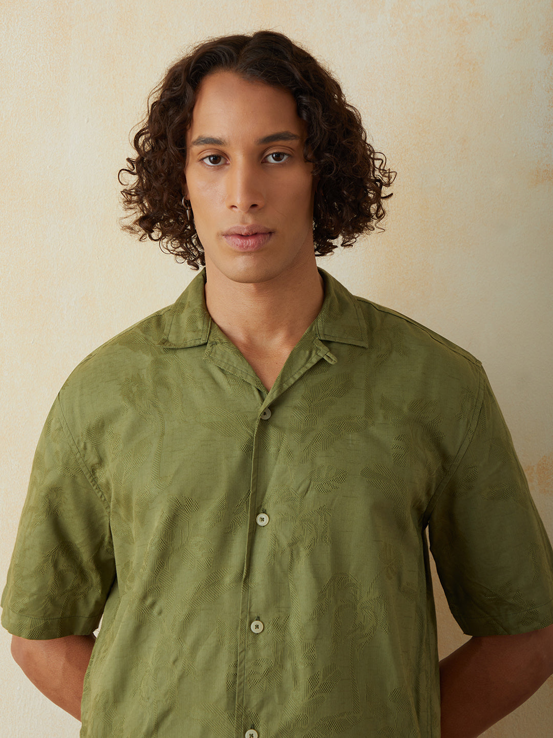 Green Embroidered Resort Shirt