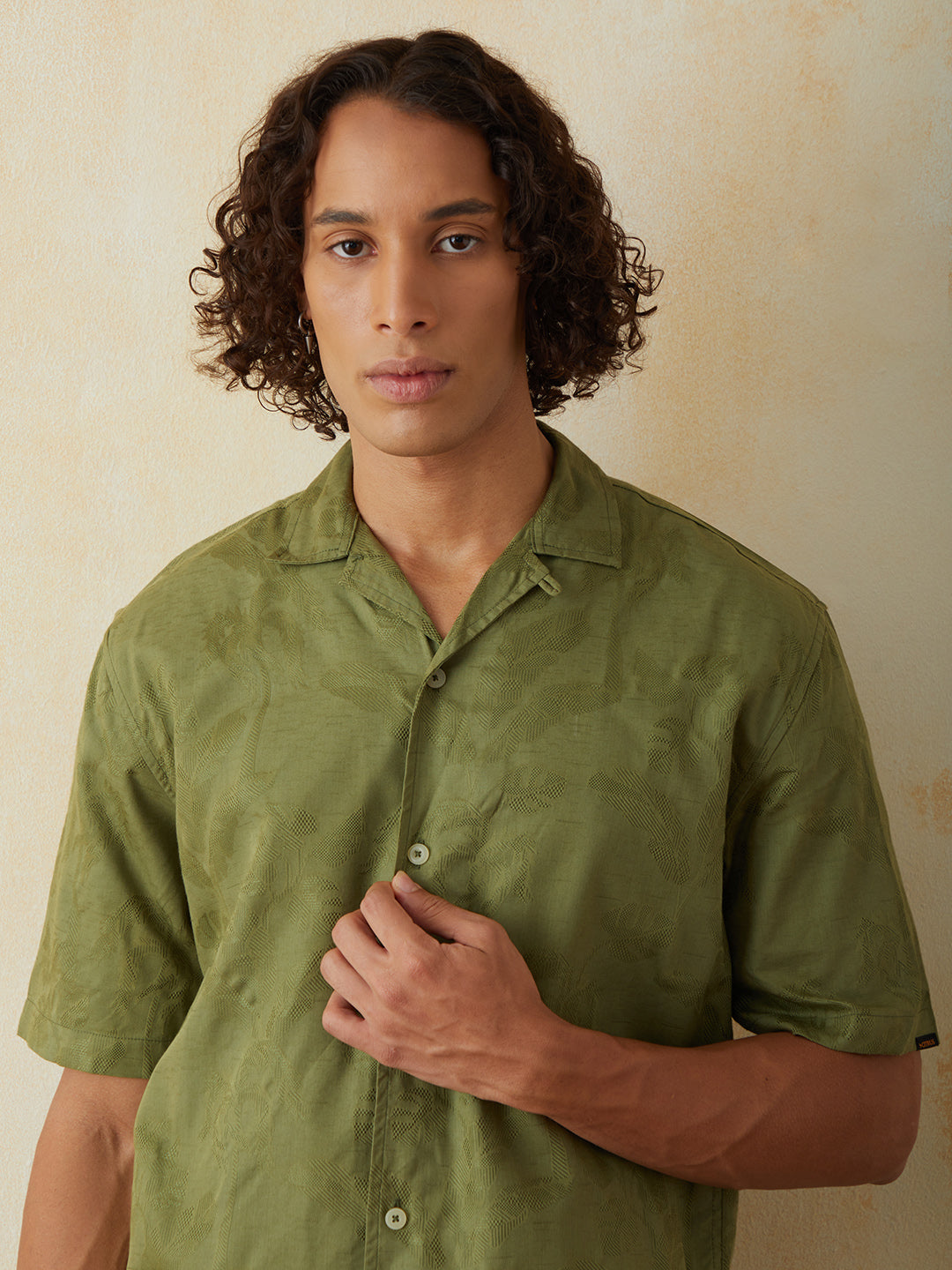 Green Embroidered Resort Shirt