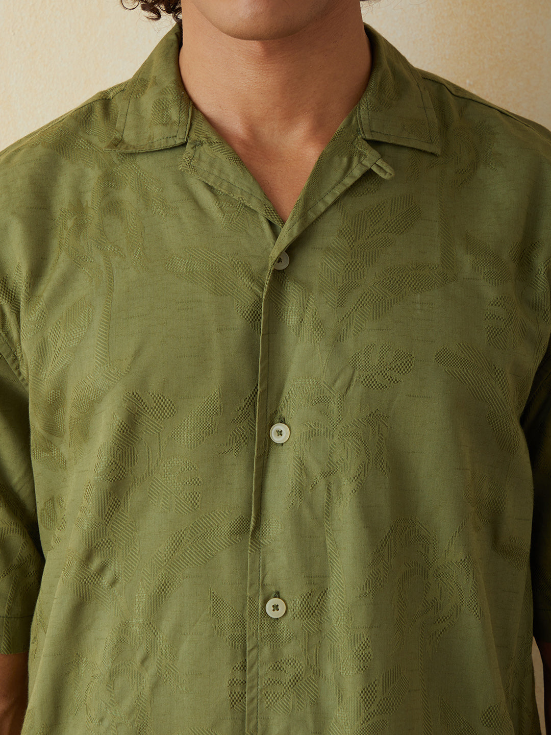 Green Embroidered Resort Shirt