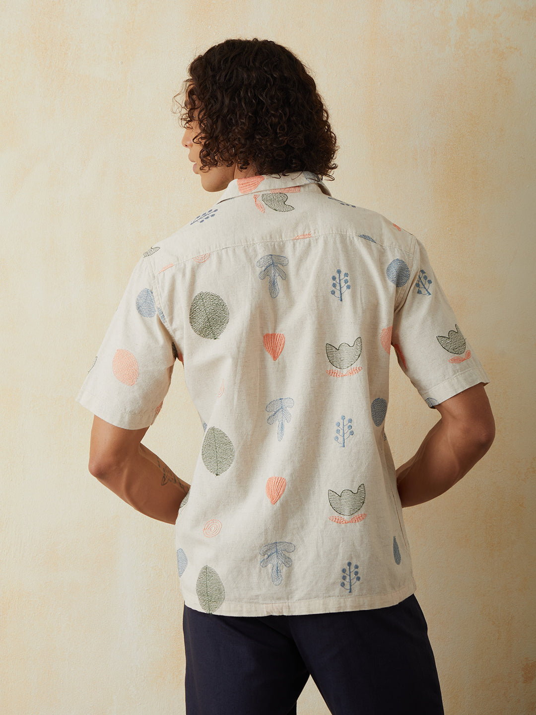 Off White Embroidered Resort Shirt