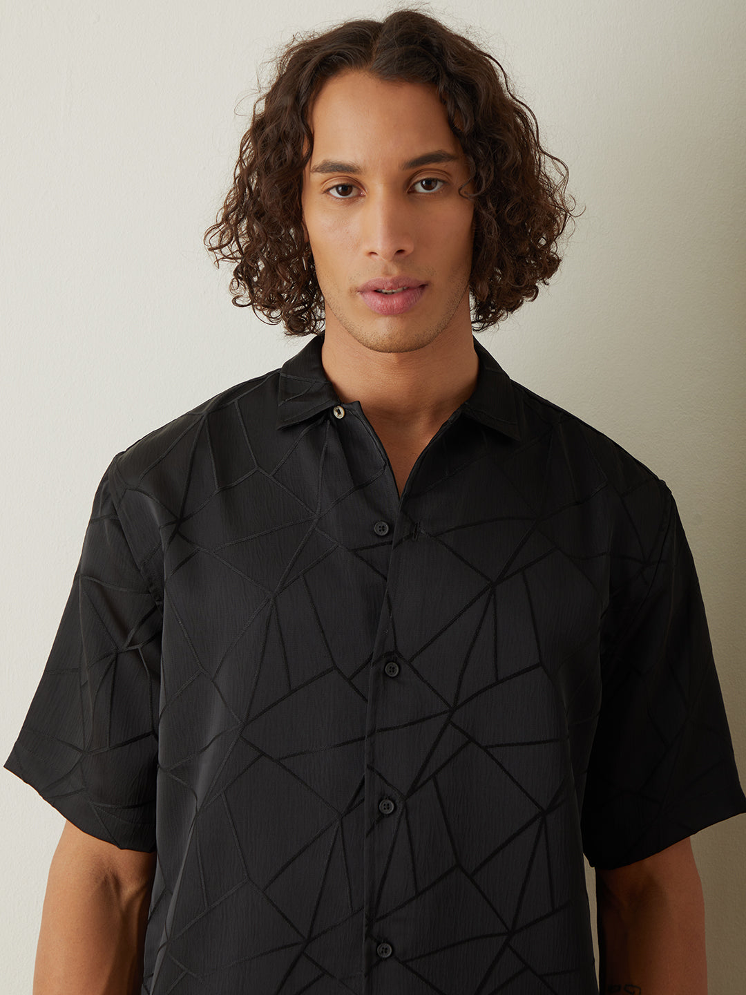 Black Half Sleeve Plain Casual Shirt