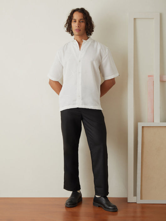 White Half Sleeve Plain Casual Shirt