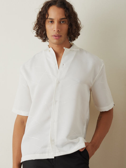 White Half Sleeve Plain Casual Shirt