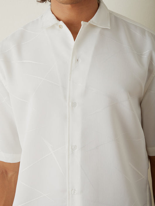 White Half Sleeve Plain Casual Shirt