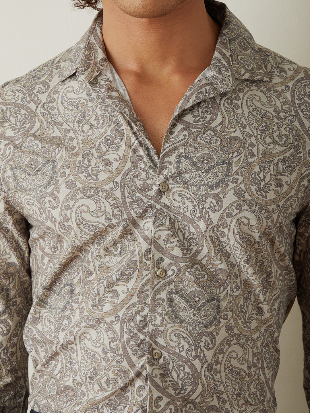 Beige Printed Casual Shirt