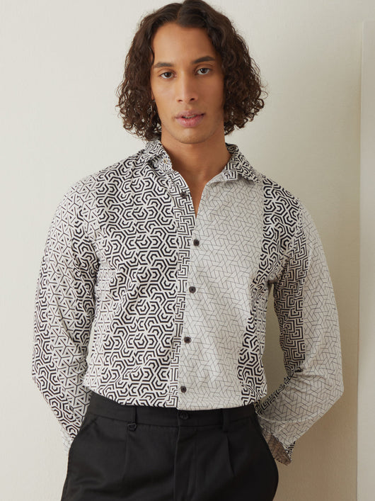 Black Geometric Printed Shirt 