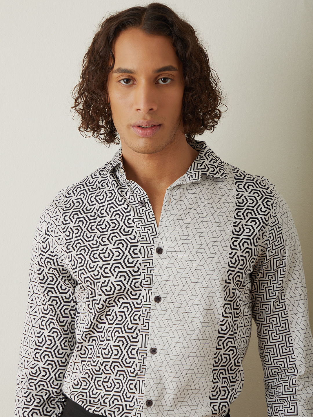 Black Geometric Printed Shirt 