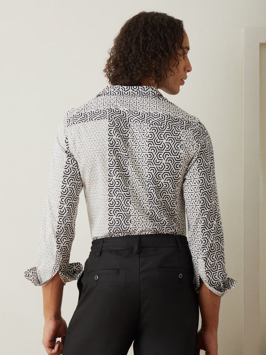 Black Geometric Printed Shirt 