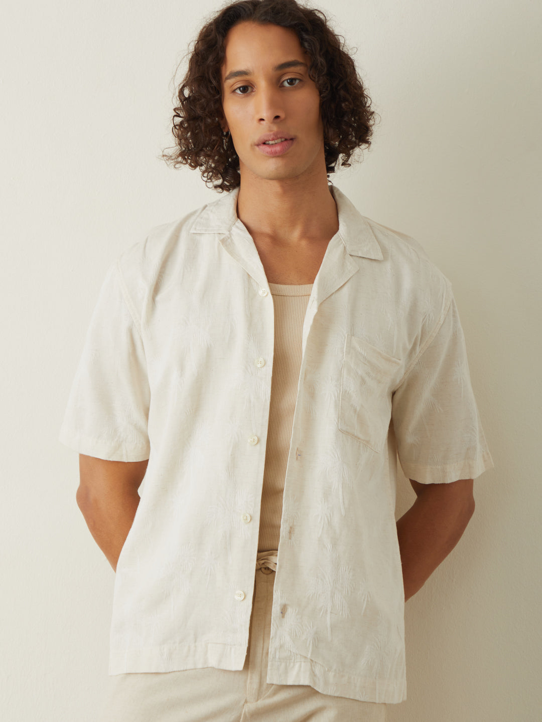 Natural Embroidered Resort Shirt 