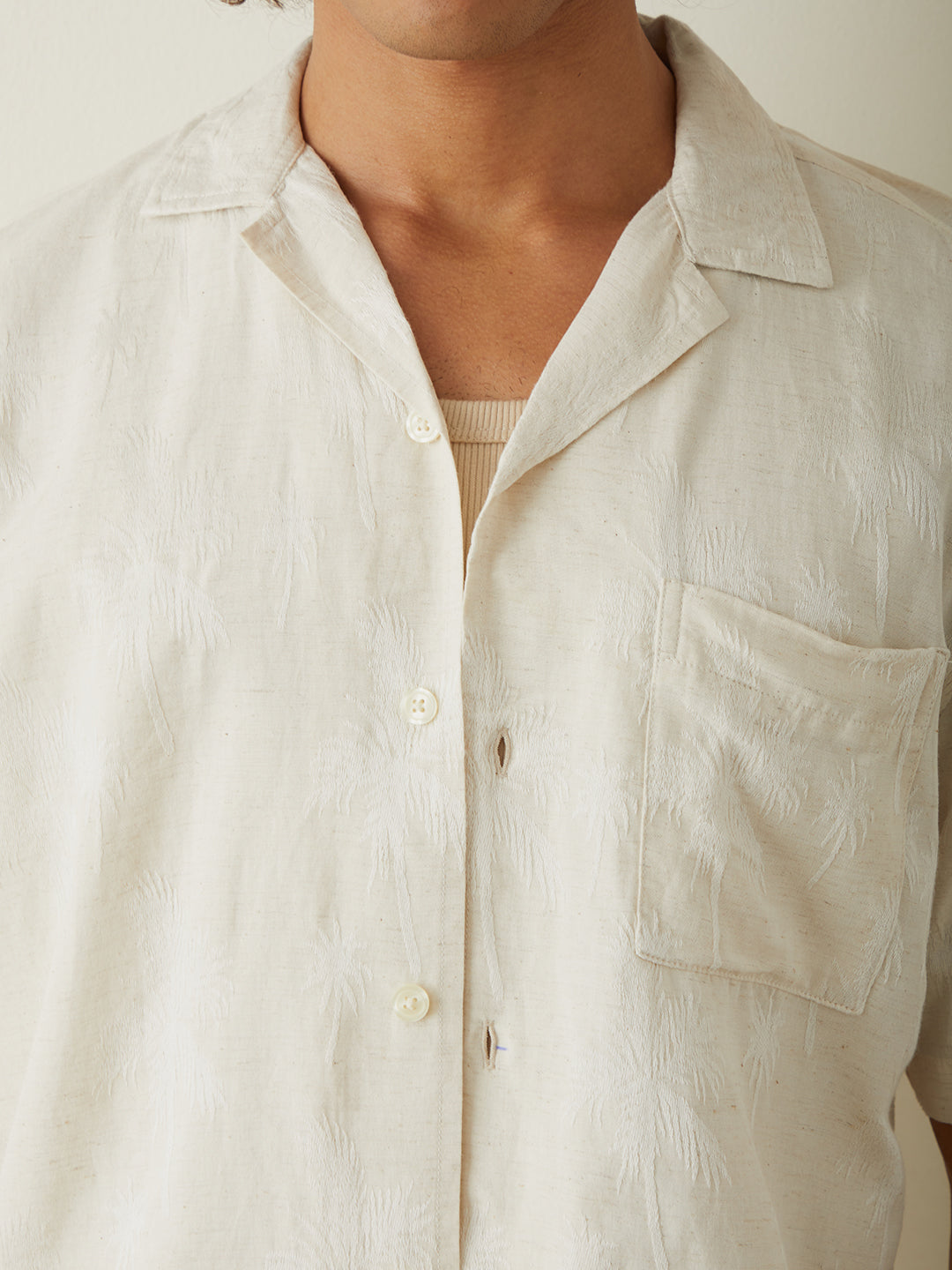 Natural Embroidered Resort Shirt 