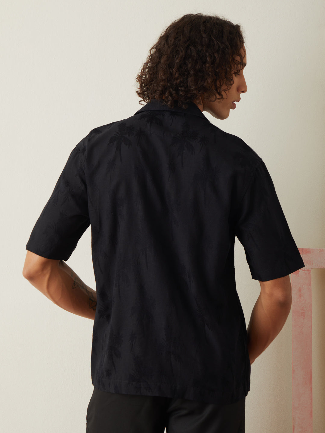 Black Embroidered Resort Shirt 