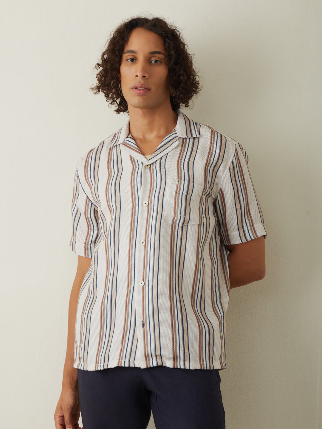 Beige Stripes Resort Shirt 