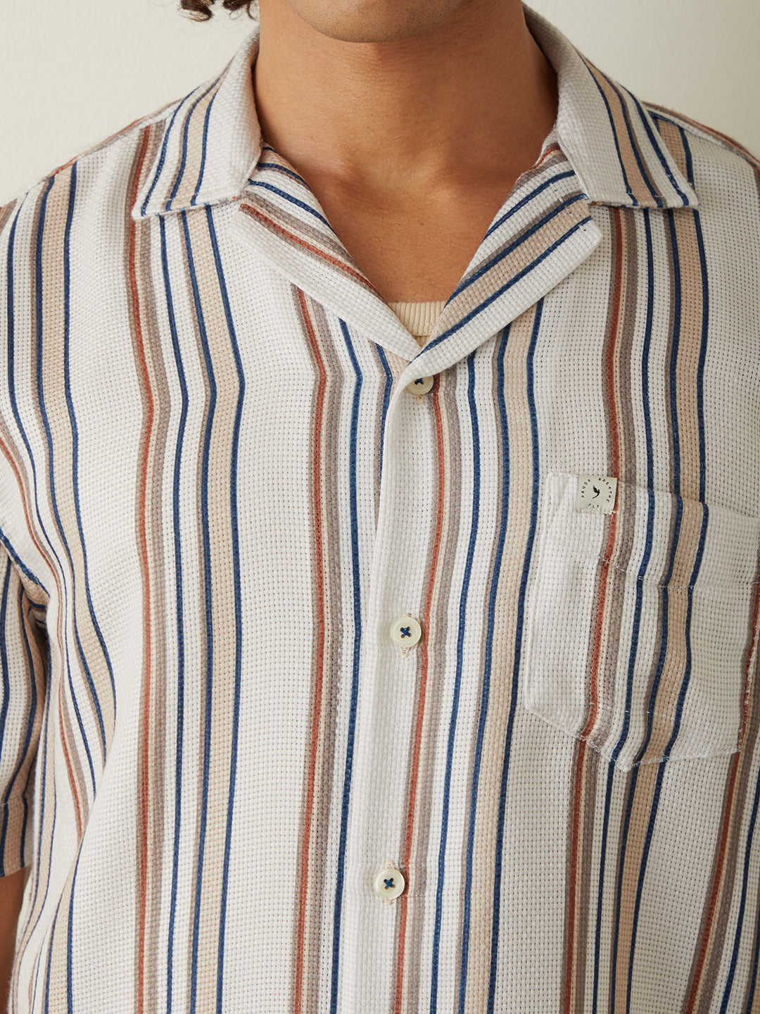 Beige Stripes Resort Shirt 