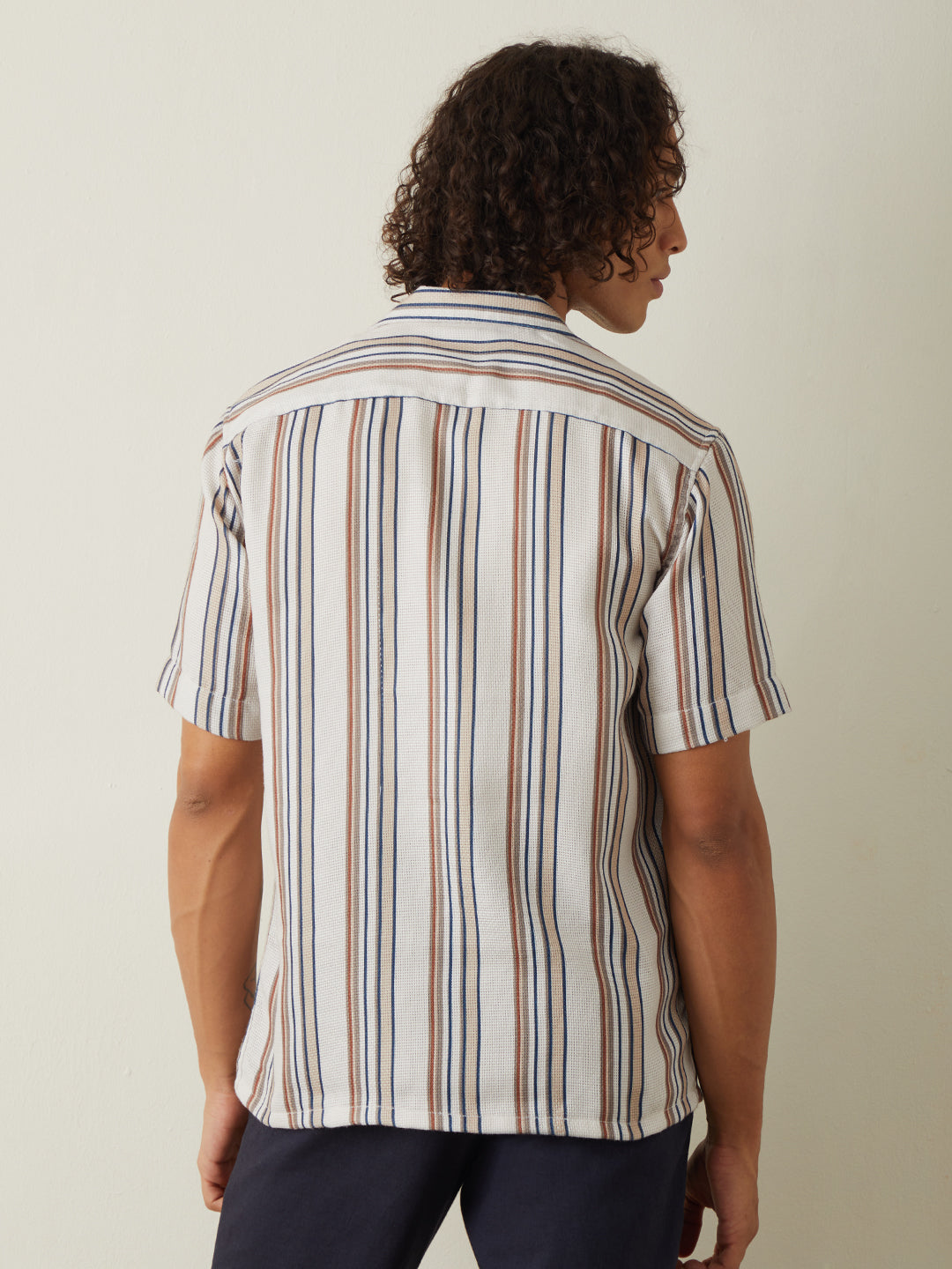 Beige Stripes Resort Shirt 