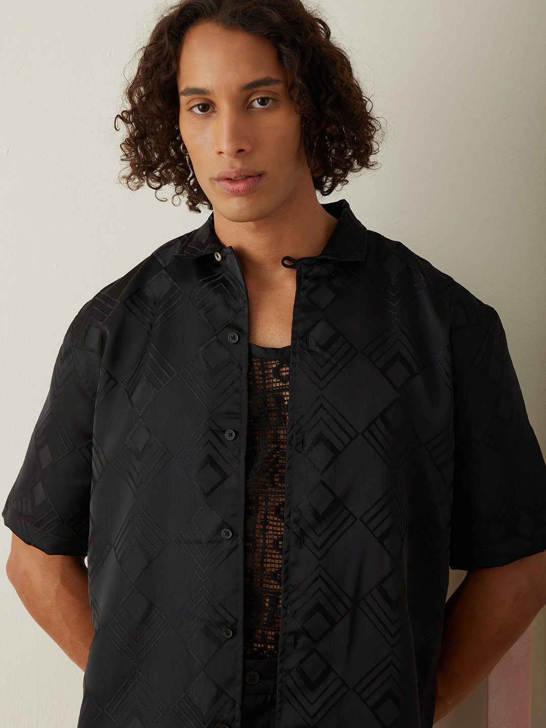 Black Plain Resort Shirt