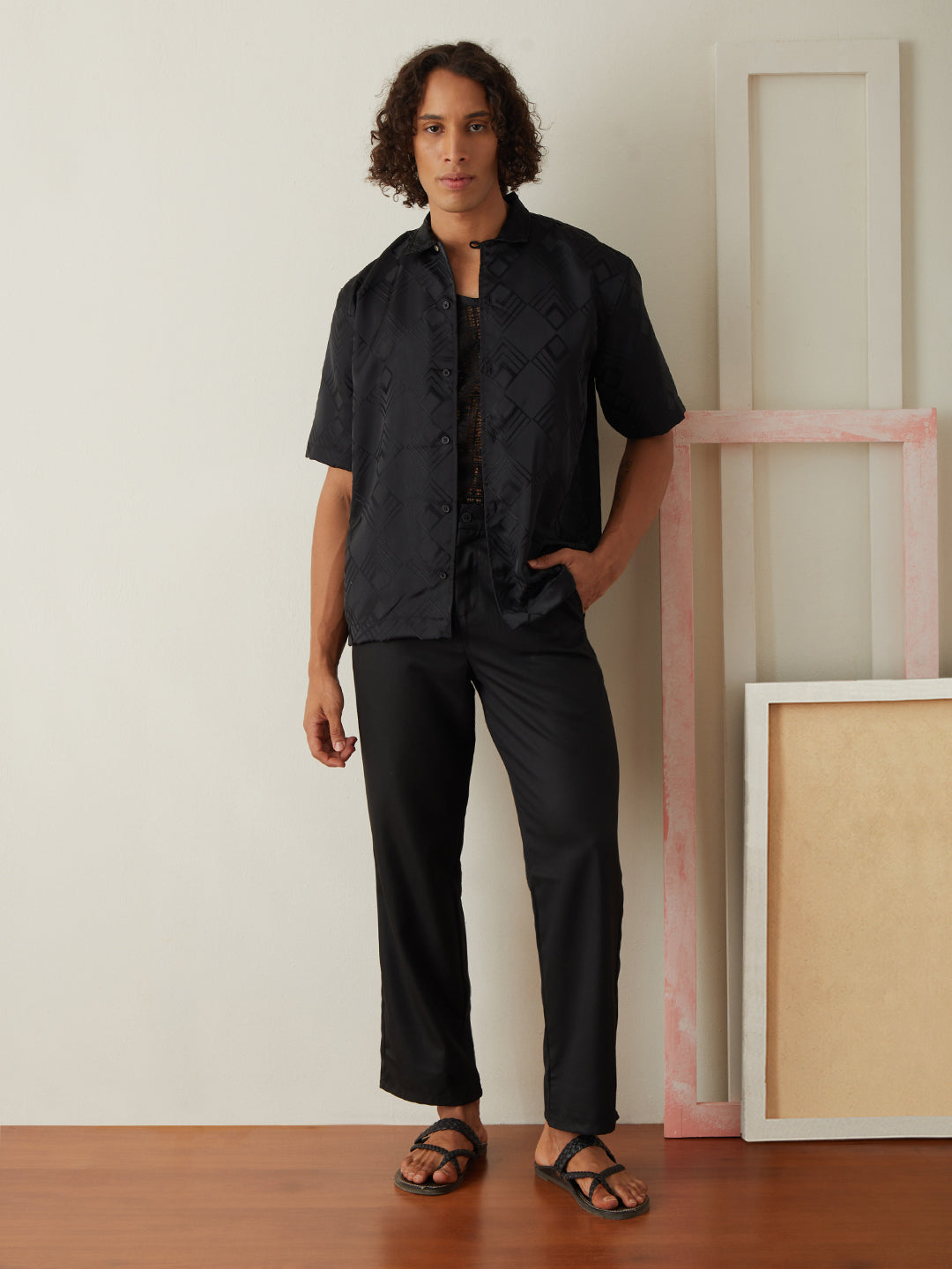 Black Plain Resort Shirt