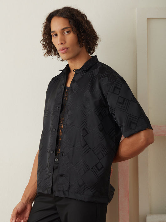 Black Plain Resort Shirt