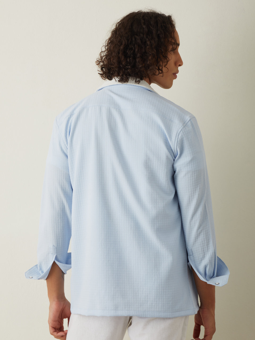 Sky Blue Checks Casual Shirt 